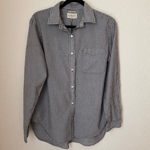 Charcoal and white striped button up